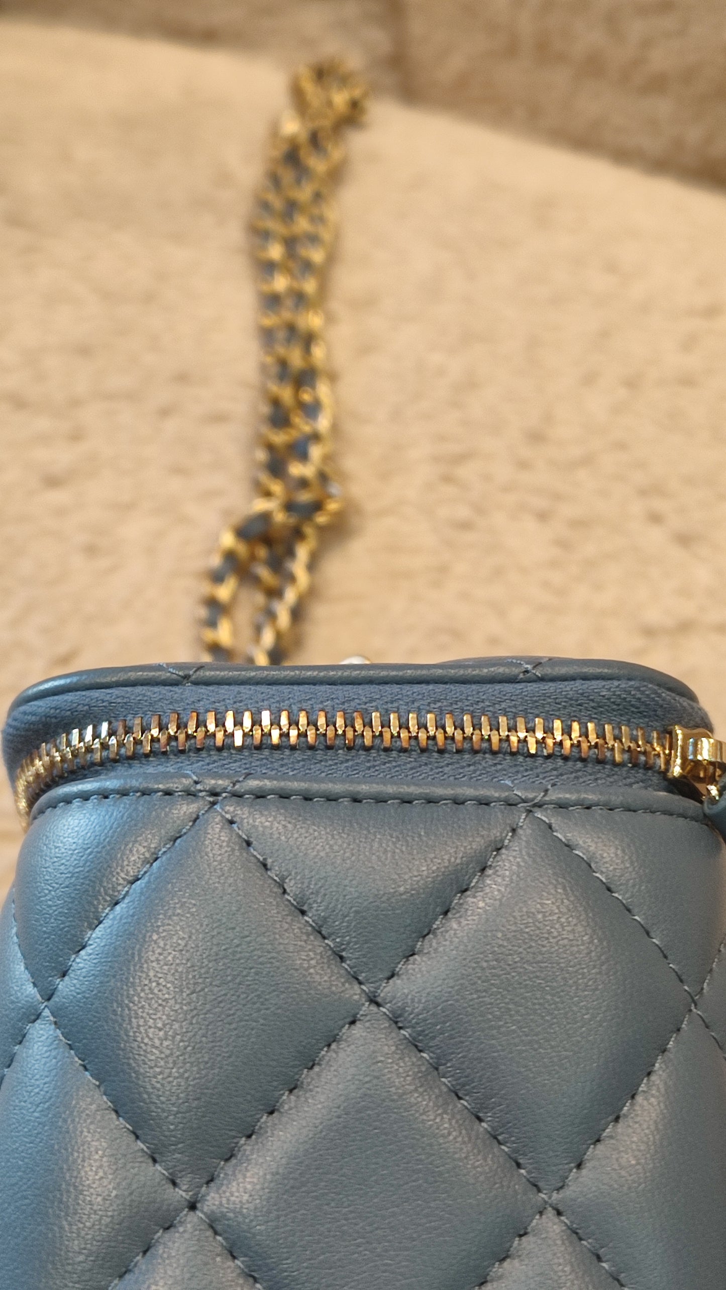 Chanel Pearlcrush Vanity Lambskin Denim Blue Microchipped