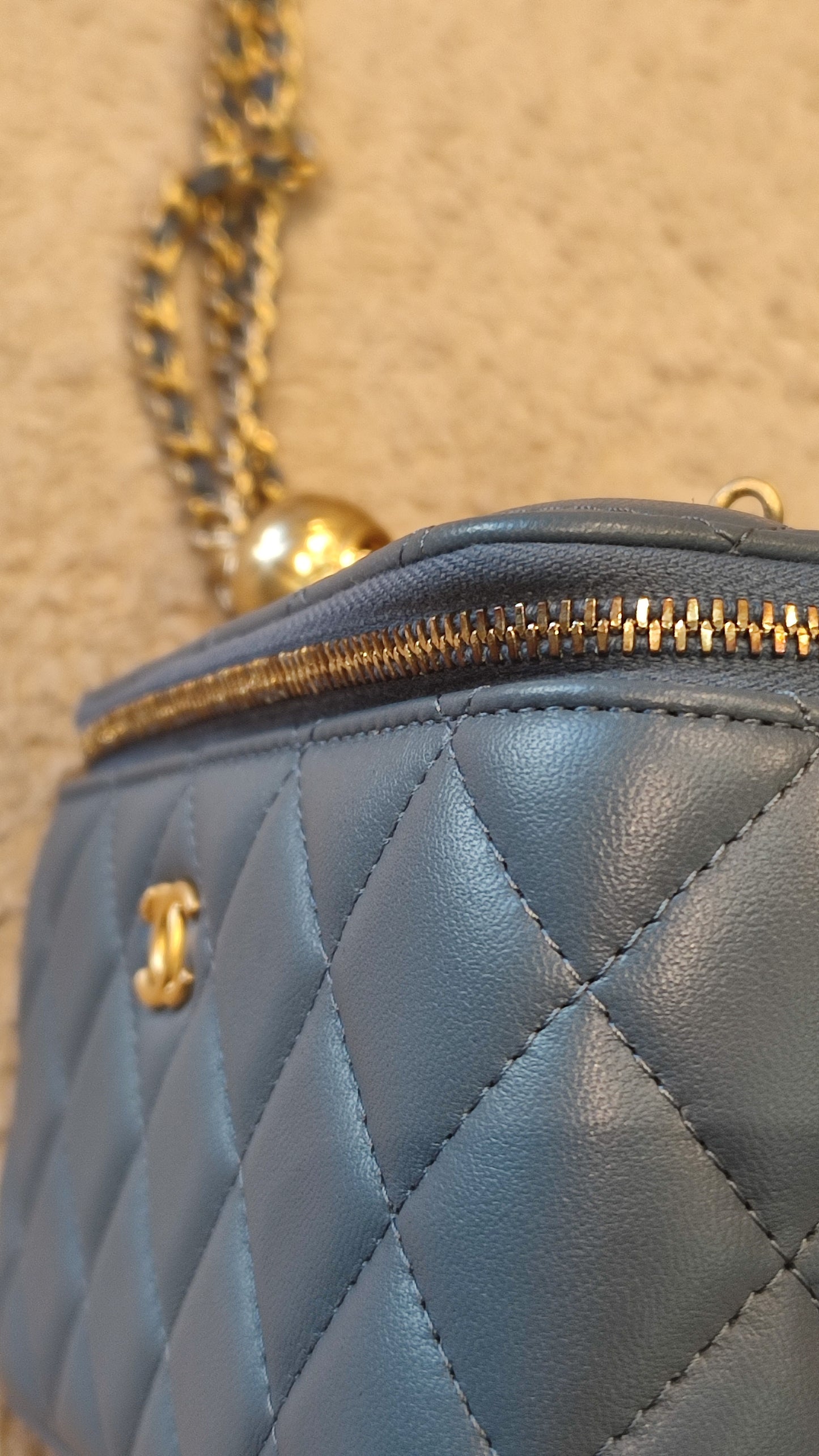 Chanel Pearlcrush Vanity Lambskin Denim Blue Microchipped