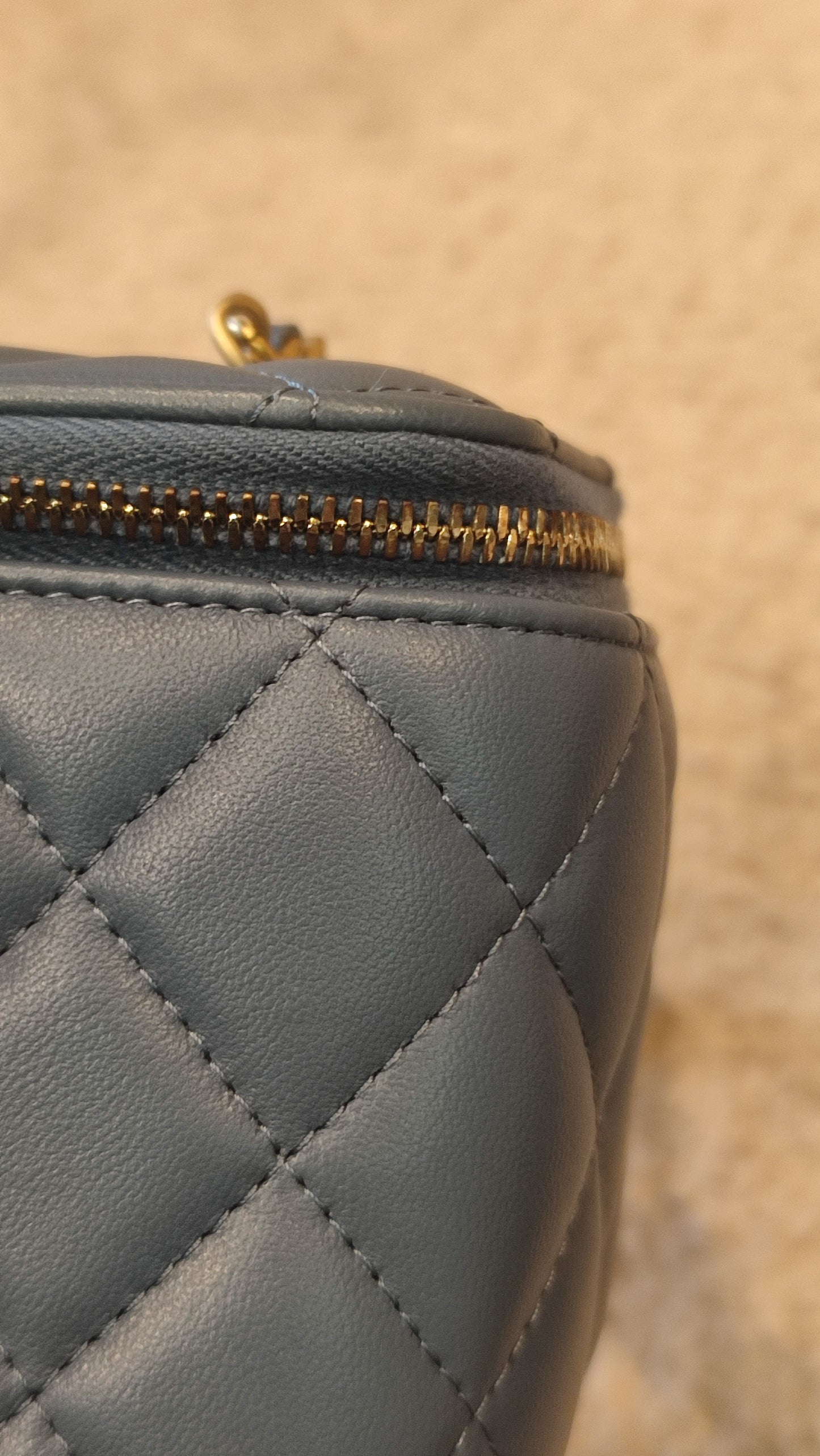 Chanel Pearlcrush Vanity Lambskin Denim Blue Microchipped
