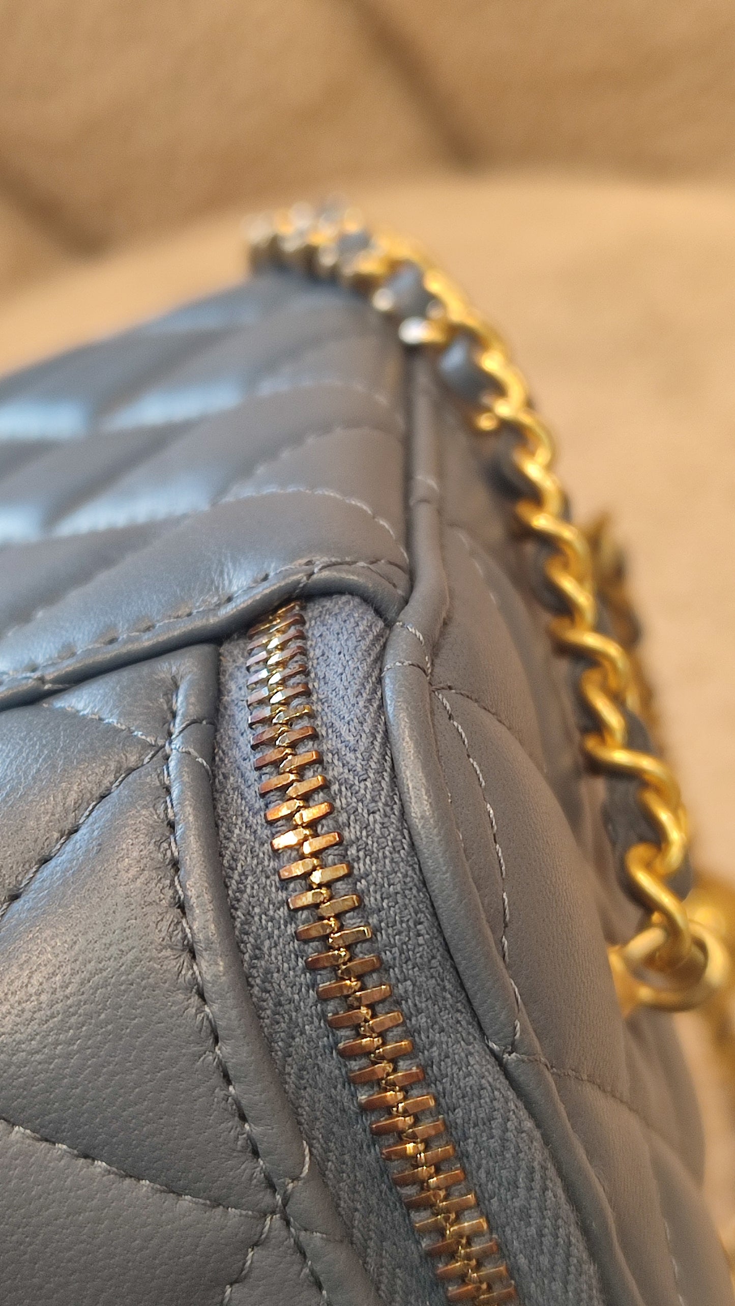 Chanel Pearlcrush Vanity Lambskin Denim Blue Microchipped