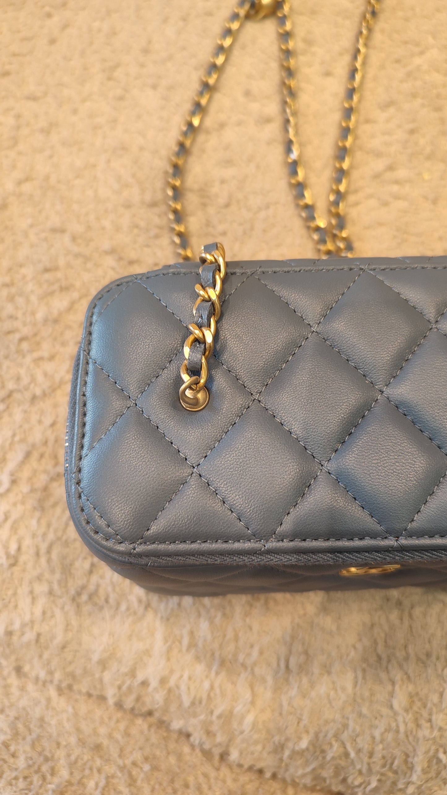 Chanel Pearlcrush Vanity Lambskin Denim Blue Microchipped