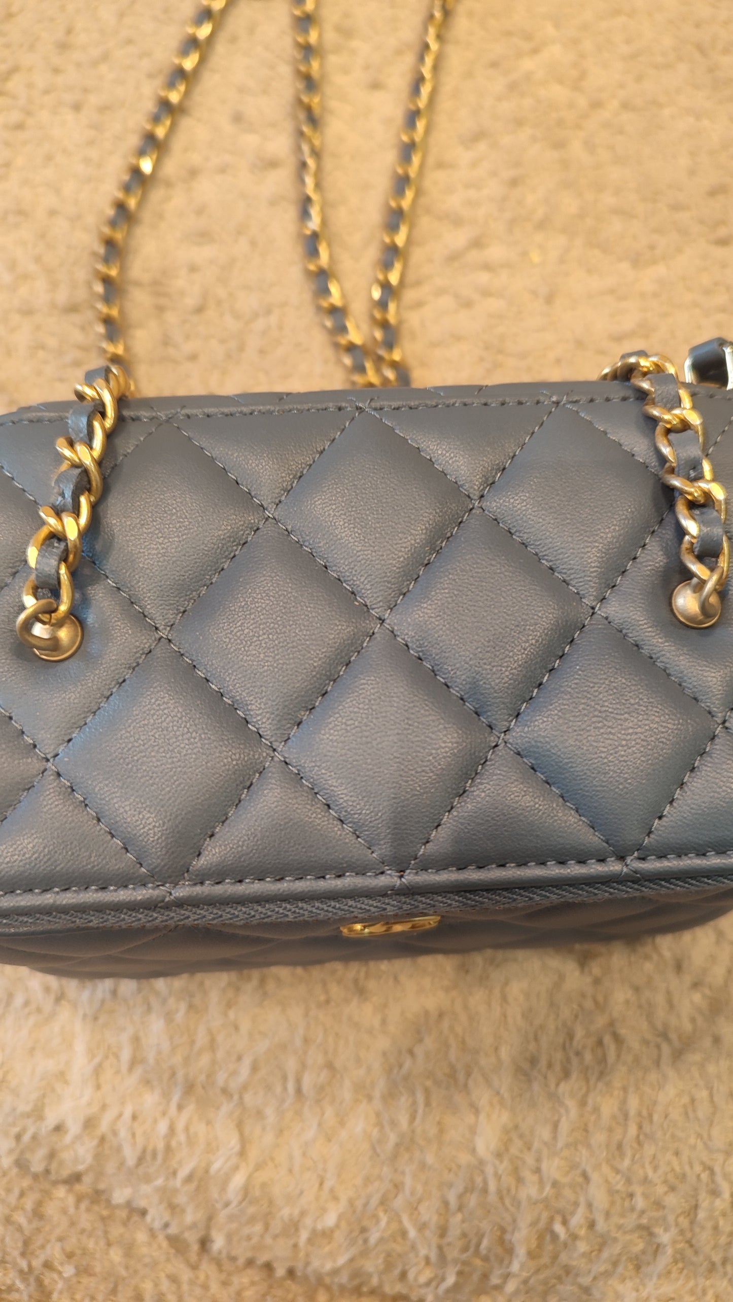 Chanel Pearlcrush Vanity Lambskin Denim Blue Microchipped