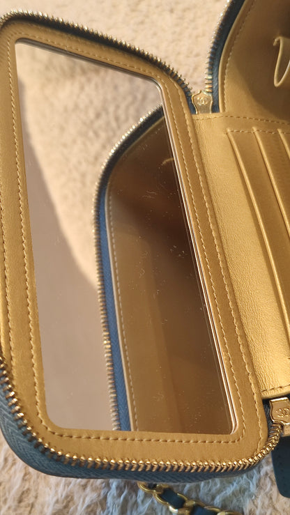 Chanel Pearlcrush Vanity Lambskin Denim Blue Microchipped