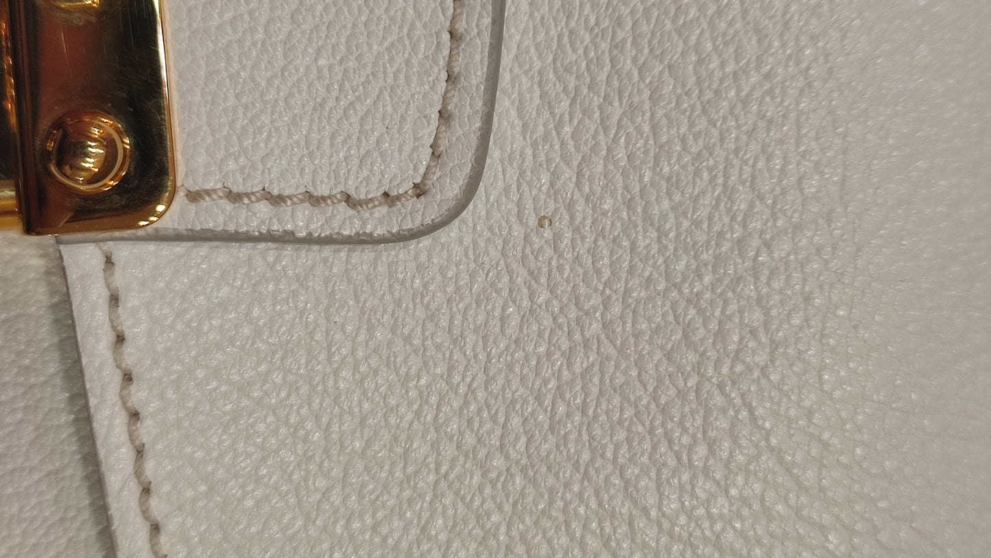 Miu Miu White Madras Leather Pushlock Flap Bag