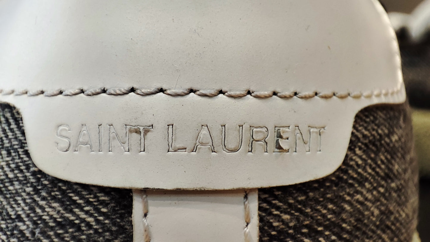 YSL Classic Denim Logo Sneakers Gray Size 37 1/2