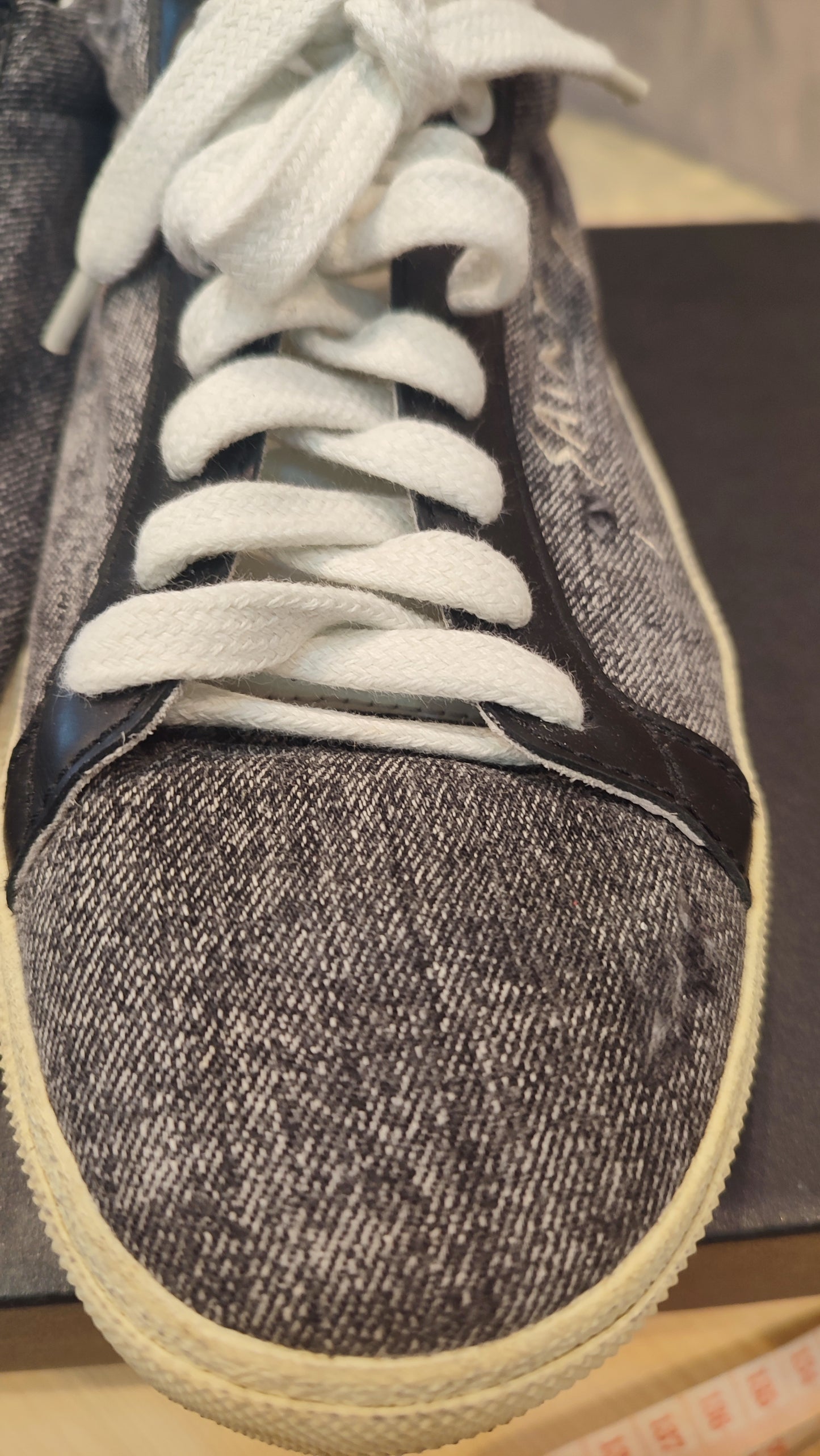 YSL Classic Denim Logo Sneakers Gray Size 37 1/2