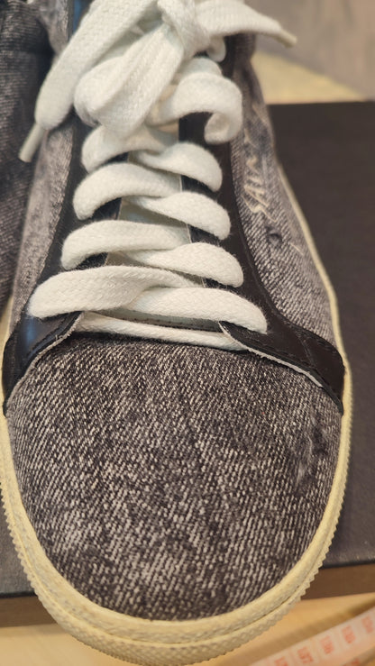 YSL Classic Denim Logo Sneakers Gray Size 37 1/2