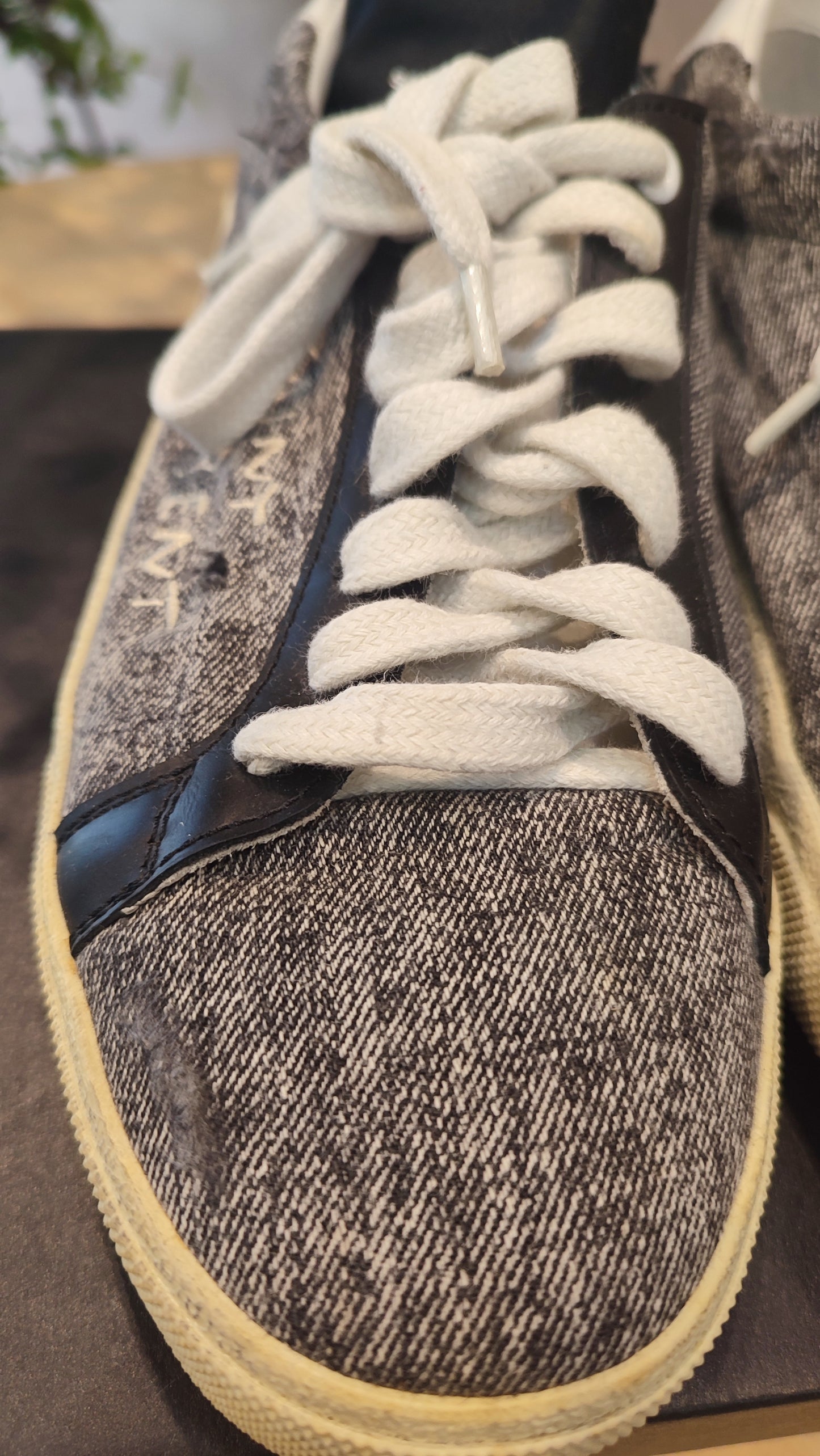 YSL Classic Denim Logo Sneakers Gray Size 37 1/2