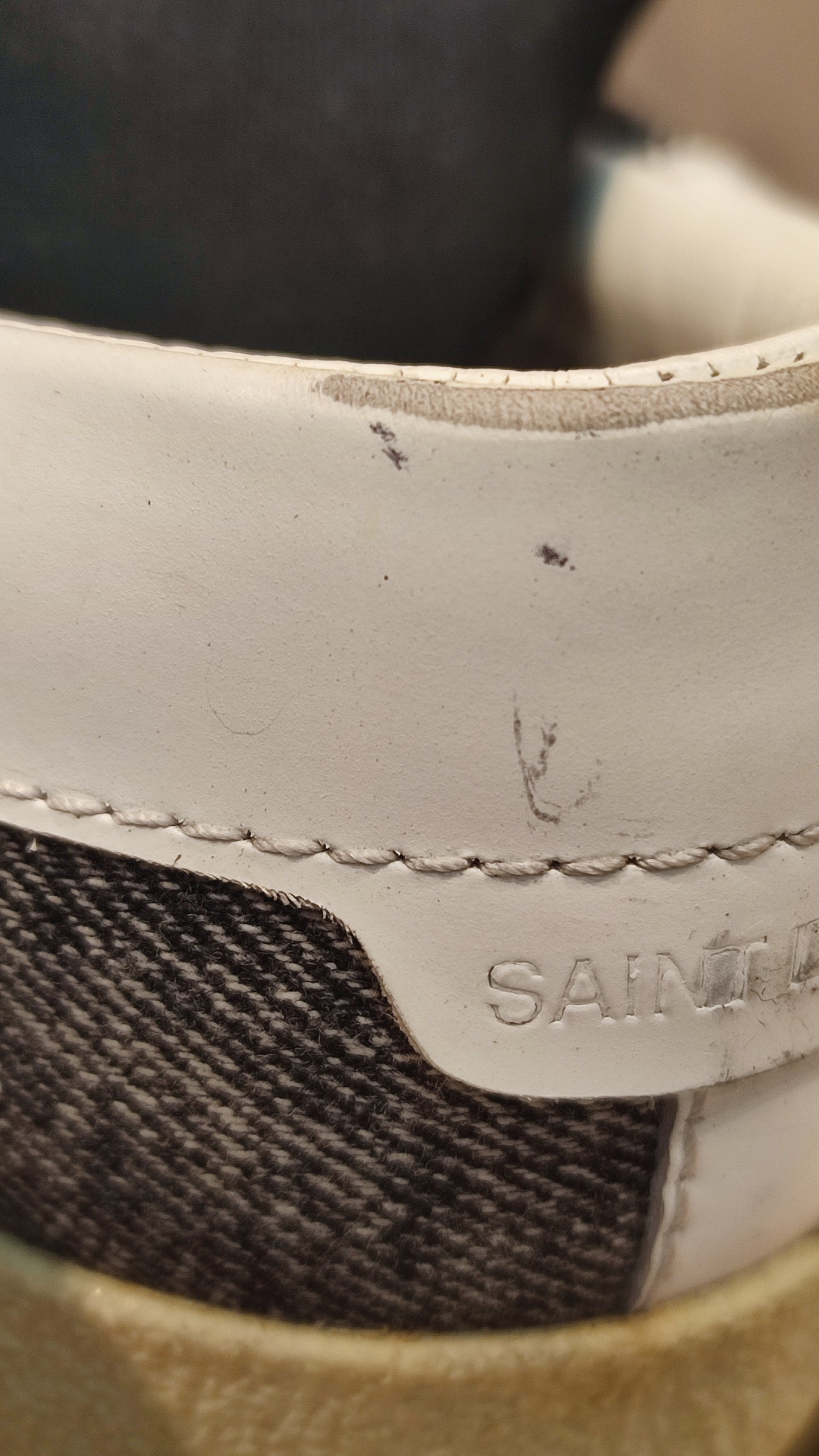 YSL Classic Denim Logo Sneakers Gray Size 37 1/2