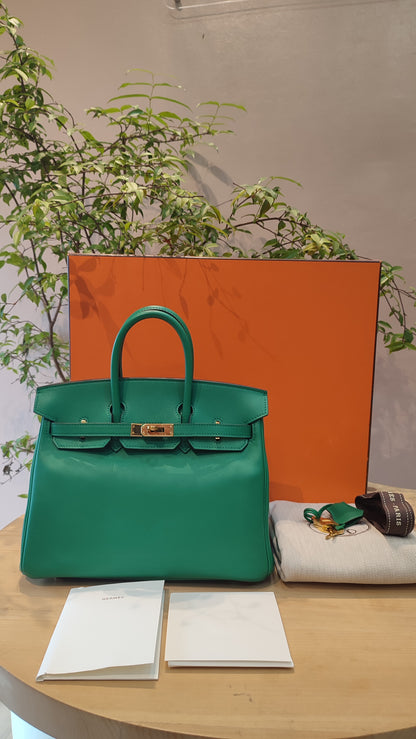 Hermes Birkin 25 Vert Vertigo Swift Stamp A 2017 Fullset