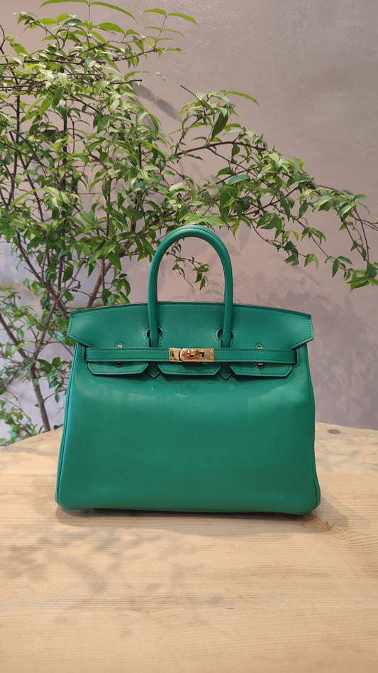 Hermes Birkin 25 Vert Vertigo Swift Stamp A 2017 Fullset