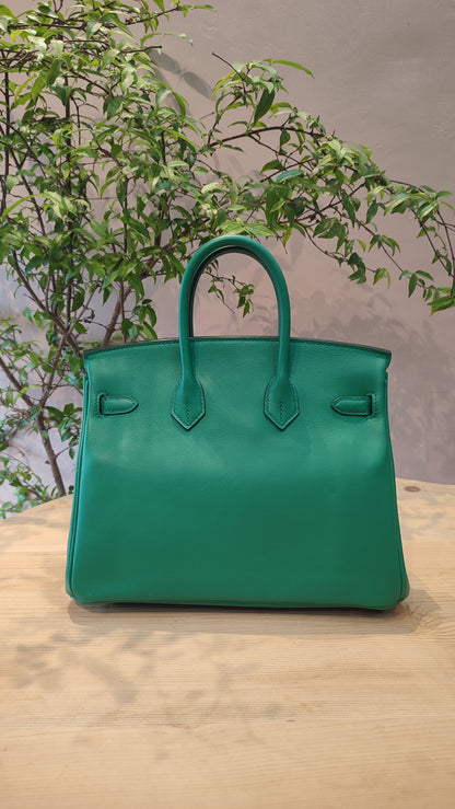 Hermes Birkin 25 Vert Vertigo Swift Stamp A 2017 Fullset