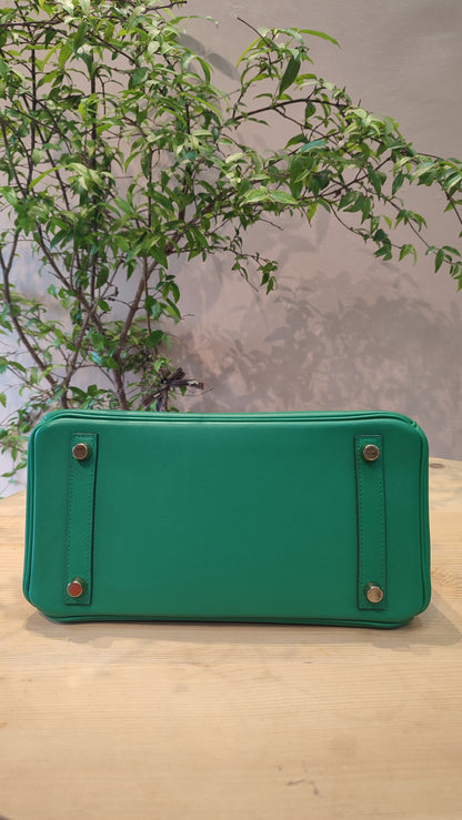 Hermes Birkin 25 Vert Vertigo Swift Stamp A 2017 Fullset