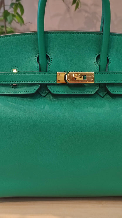 Hermes Birkin 25 Vert Vertigo Swift Stamp A 2017 Fullset