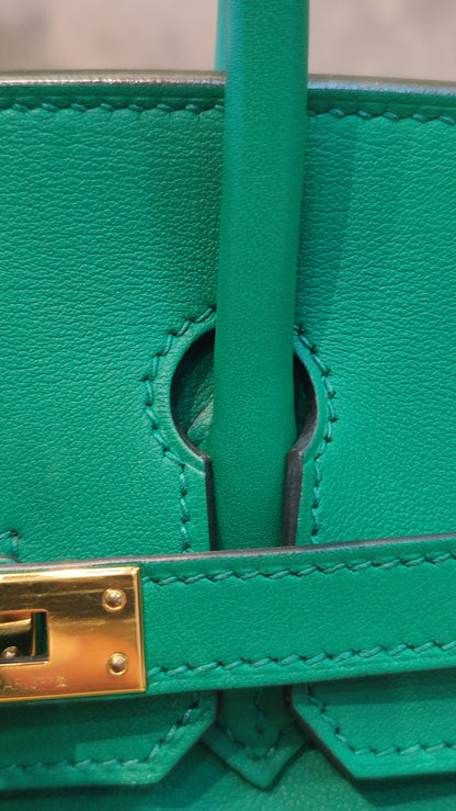 Hermes Birkin 25 Vert Vertigo Swift Stamp A 2017 Fullset