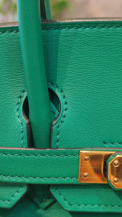 Hermes Birkin 25 Vert Vertigo Swift Stamp A 2017 Fullset