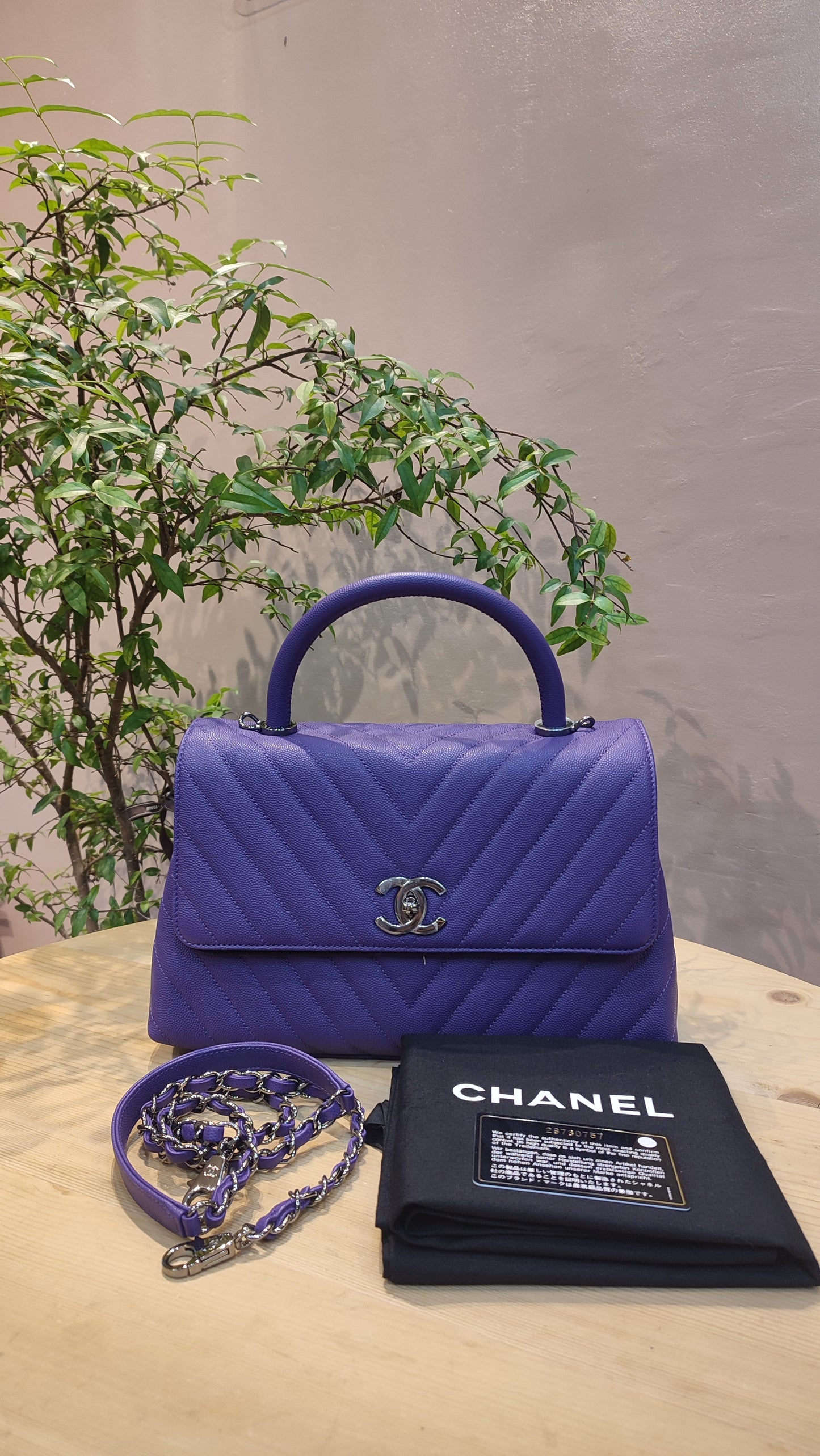 Chanel Chevron Cocohandle Medium Purple Series 28