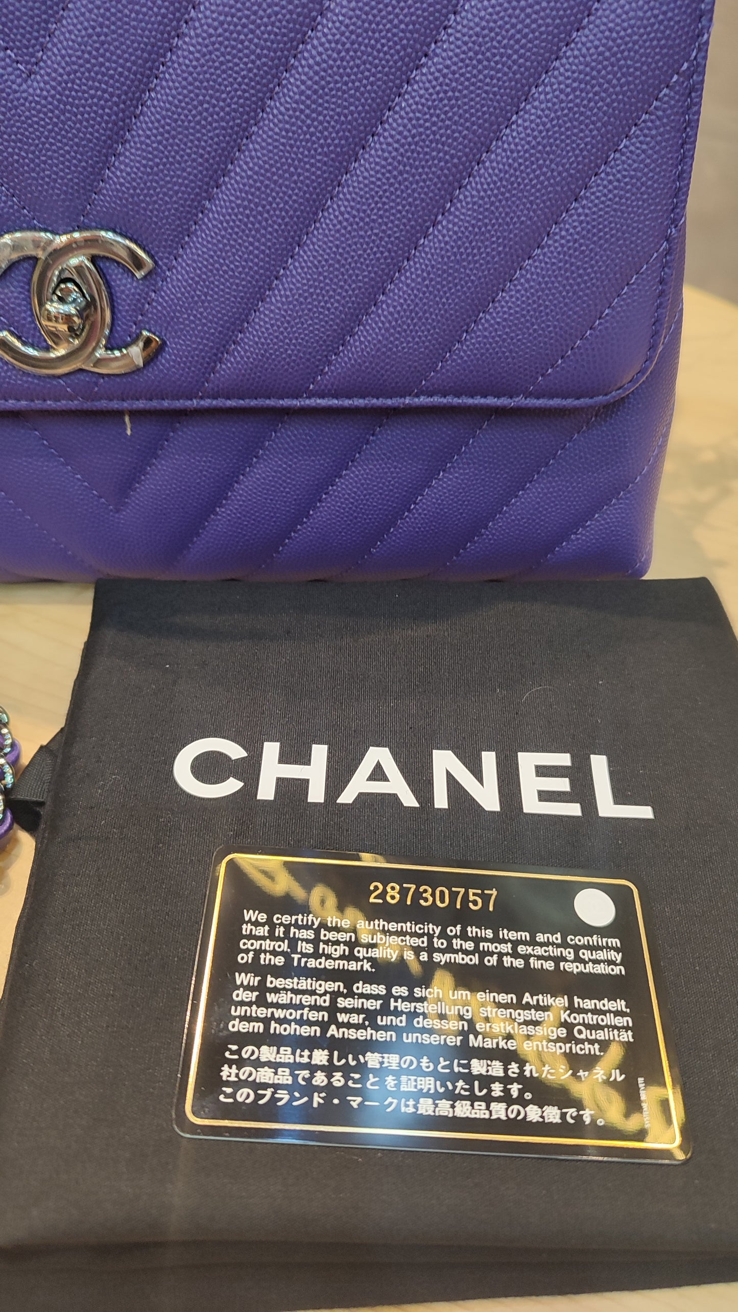 Chanel Chevron Cocohandle Medium Purple Series 28