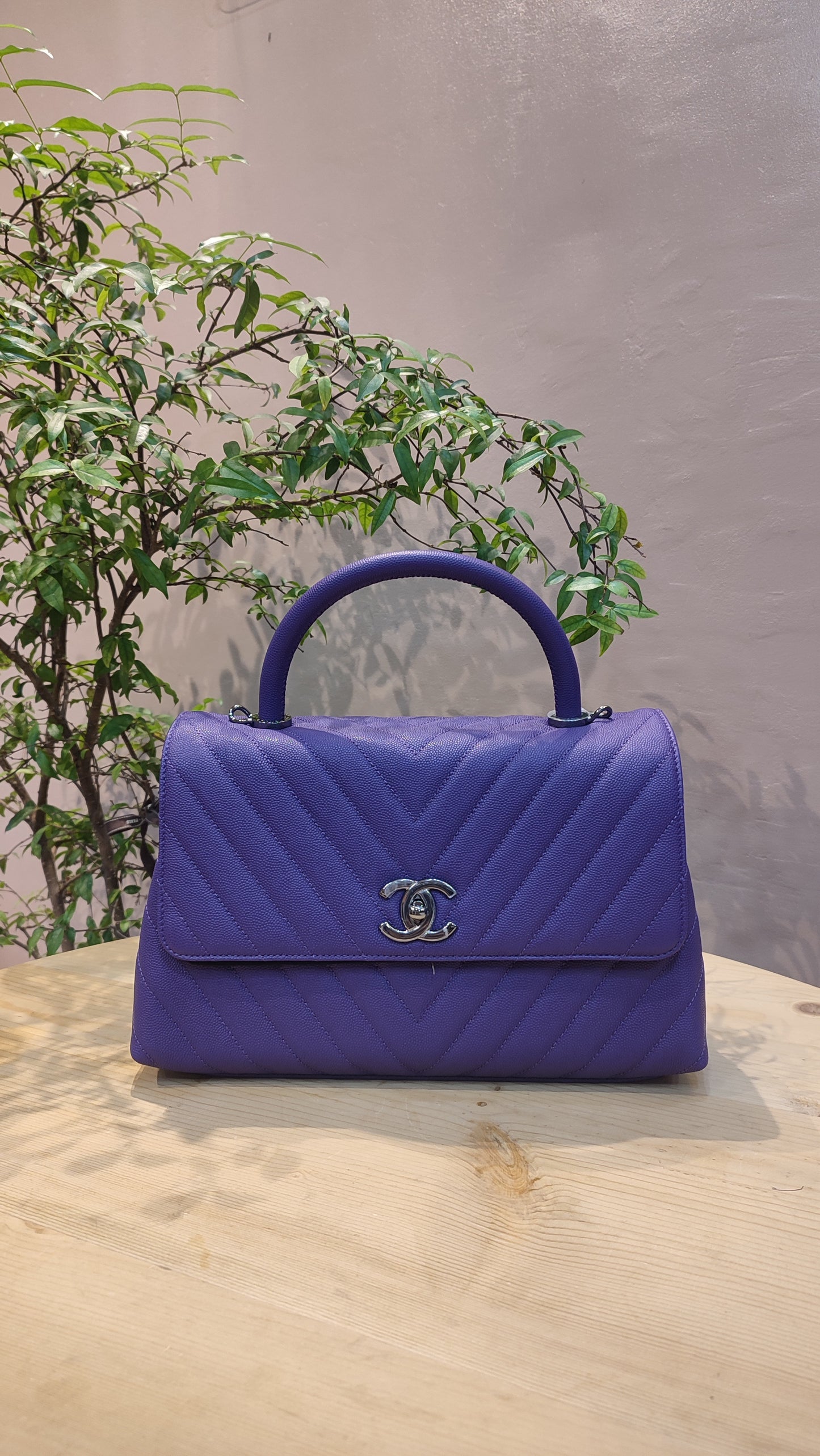 Chanel Chevron Cocohandle Medium Purple Series 28