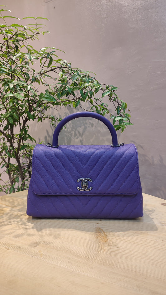 Chanel Chevron Cocohandle Medium Purple Series 28