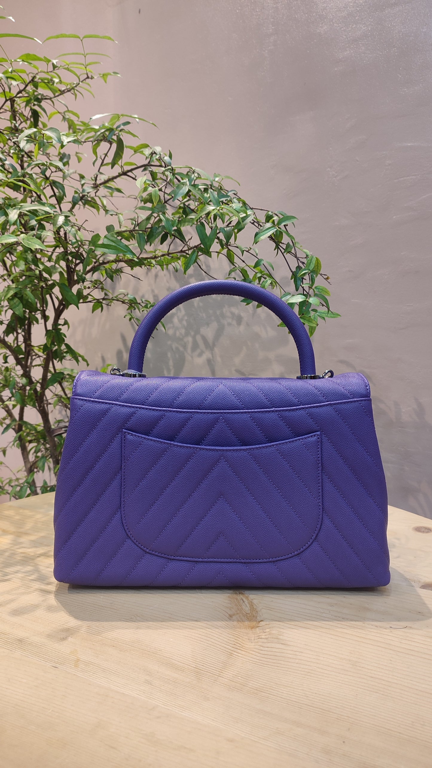 Chanel Chevron Cocohandle Medium Purple Series 28