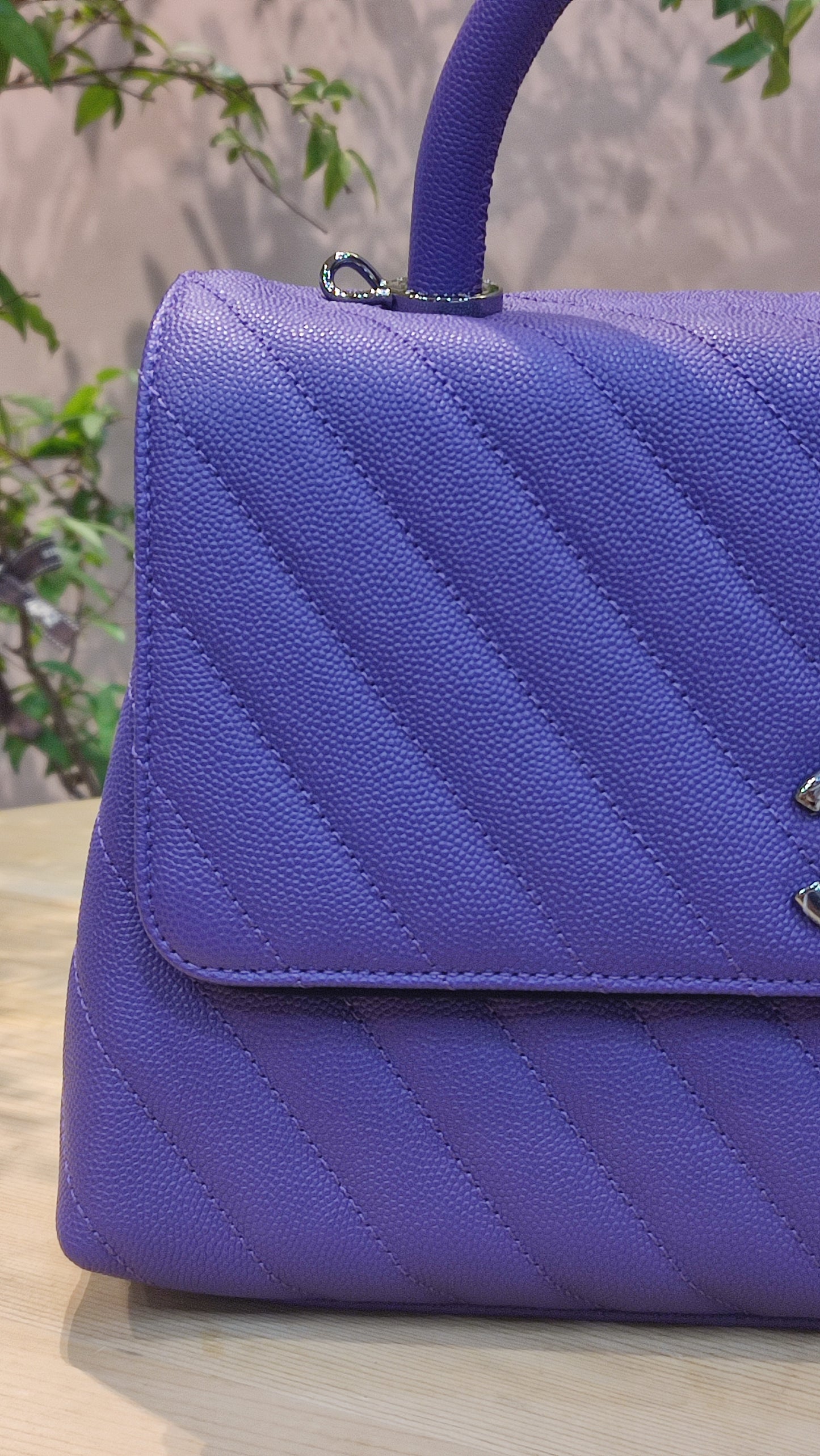 Chanel Chevron Cocohandle Medium Purple Series 28