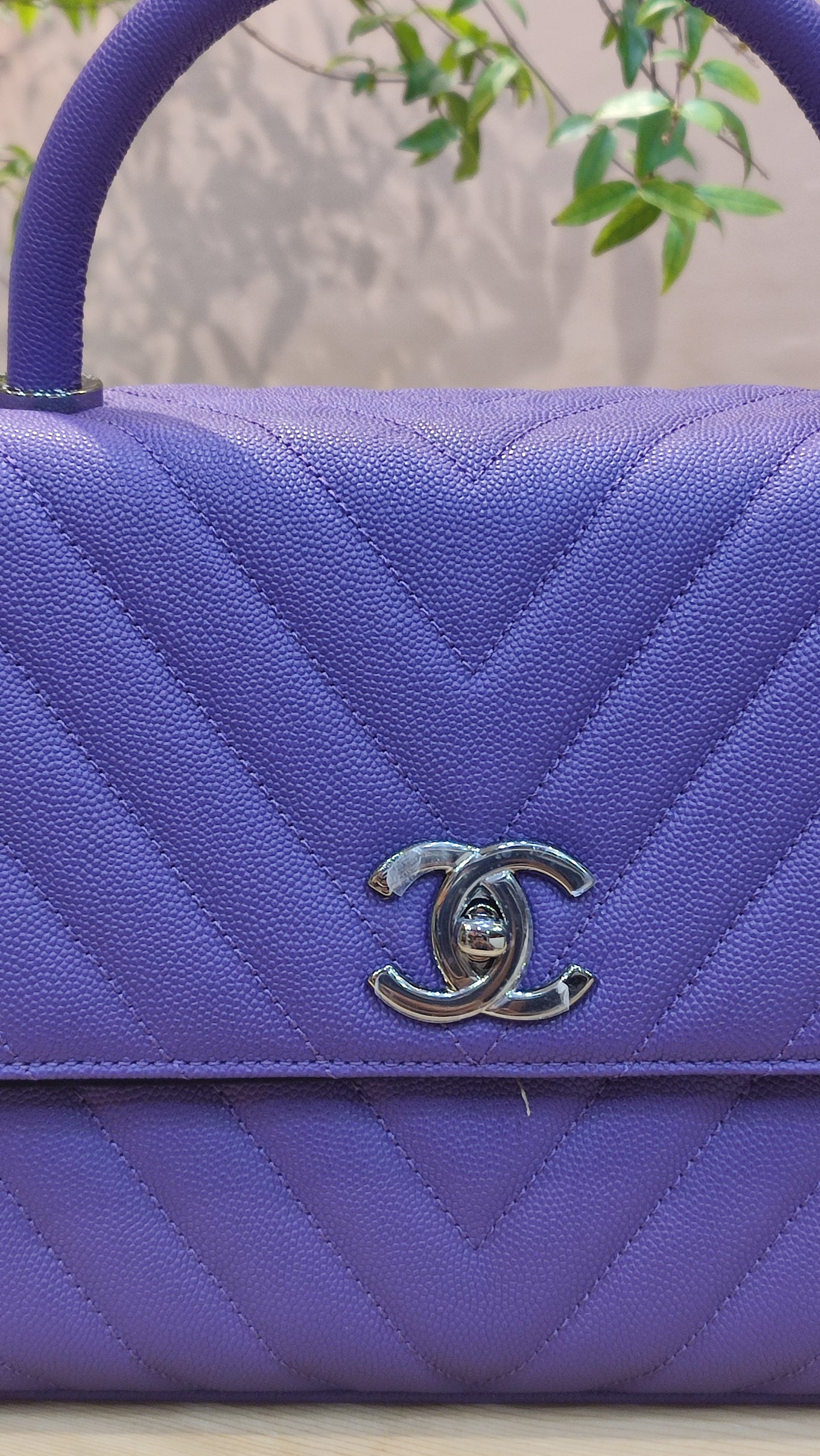 Chanel Chevron Cocohandle Medium Purple Series 28