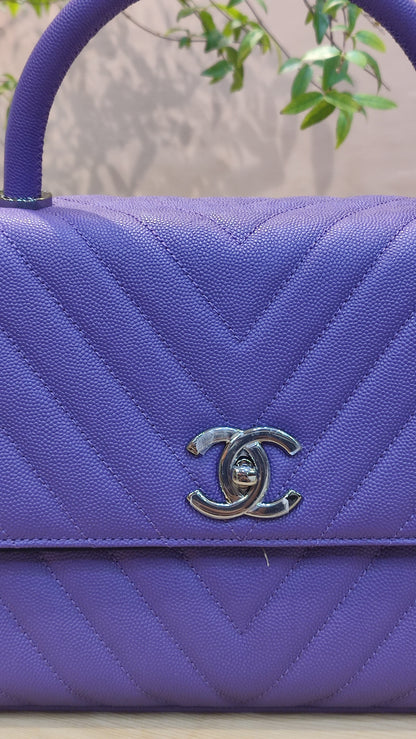 Chanel Chevron Cocohandle Medium Purple Series 28