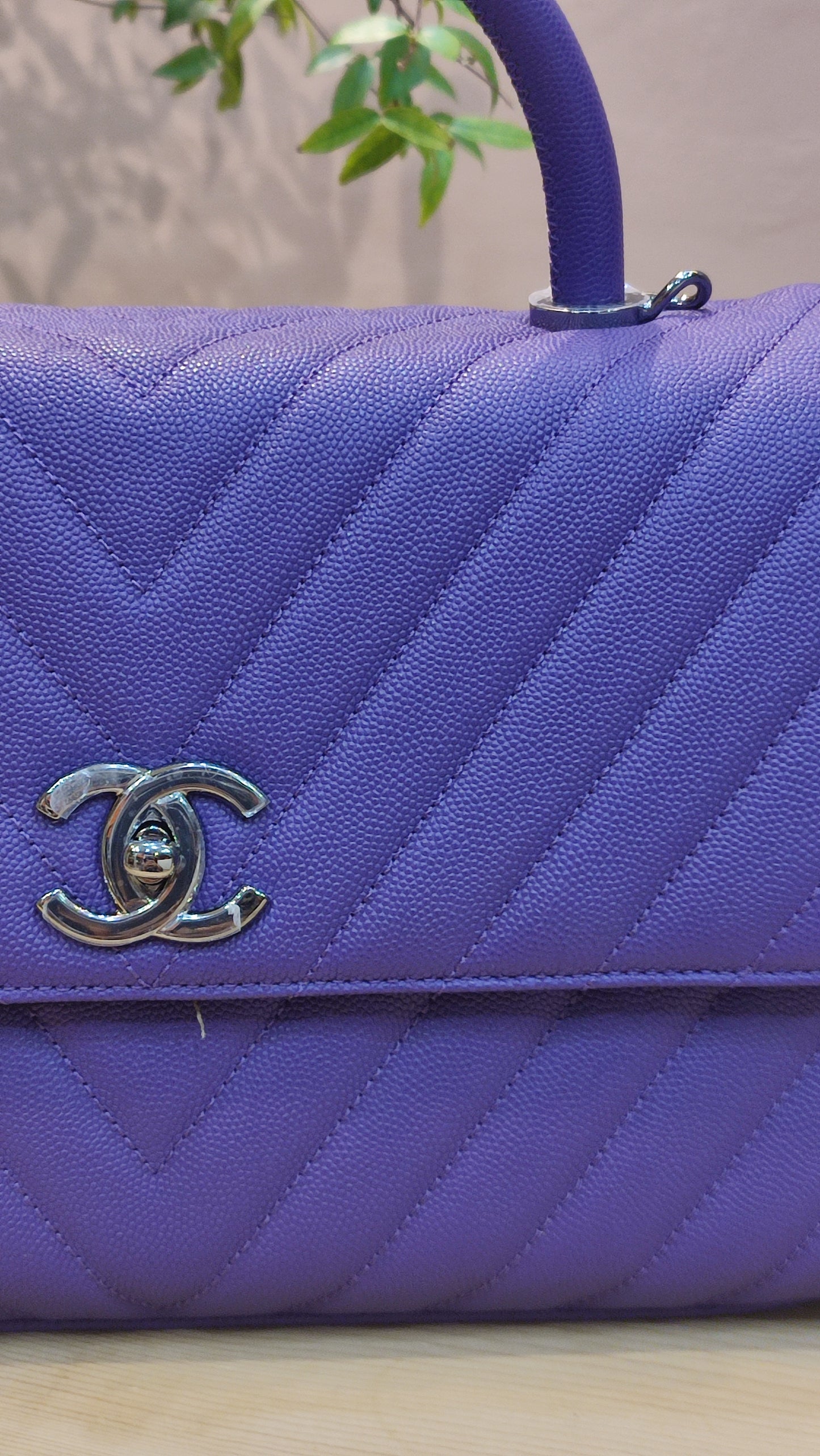 Chanel Chevron Cocohandle Medium Purple Series 28