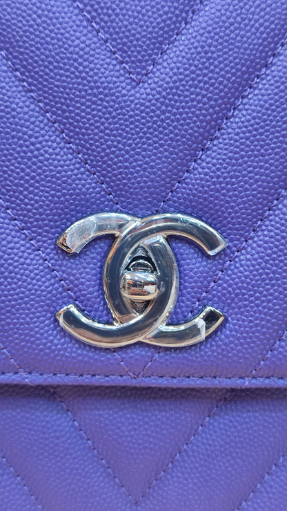 Chanel Chevron Cocohandle Medium Purple Series 28