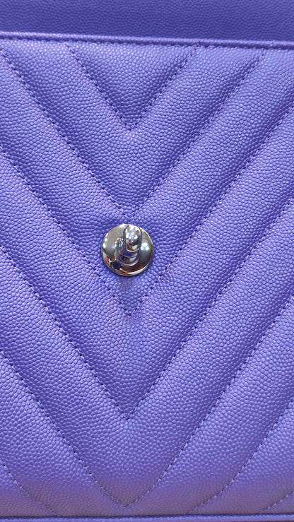 Chanel Chevron Cocohandle Medium Purple Series 28