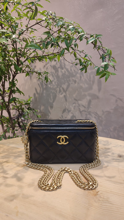 Chanel Quilted Lambskin Black Vanity  Microchipped