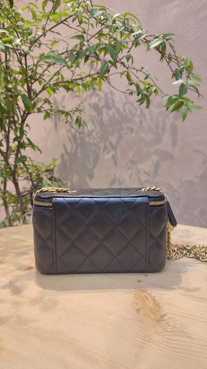 Chanel Quilted Lambskin Black Vanity  Microchipped