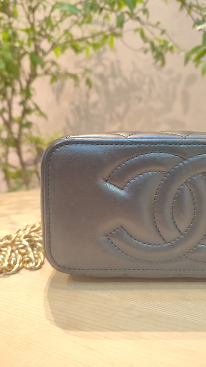 Chanel Quilted Lambskin Black Vanity  Microchipped