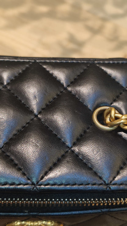 Chanel Quilted Lambskin Black Vanity  Microchipped