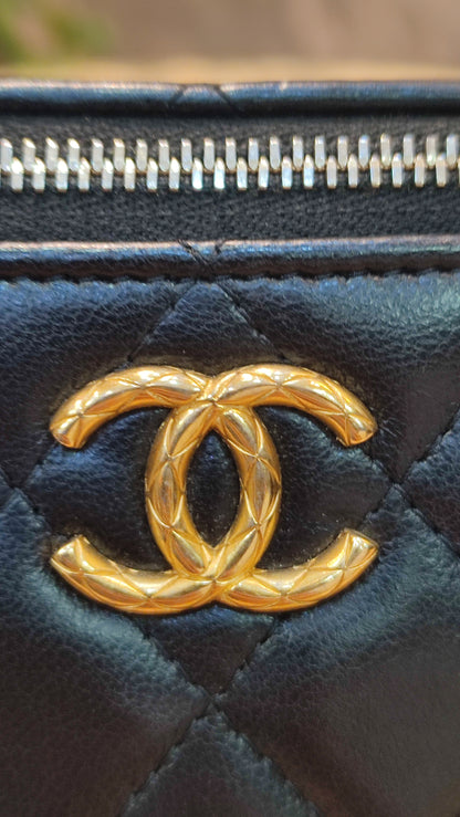 Chanel Quilted Lambskin Black Vanity  Microchipped