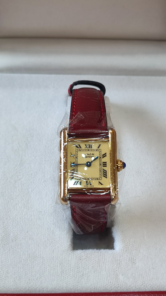 Cartier Louie Tank Red Leather 20mm Watch
