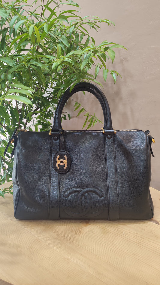Chanel CC Boston Bag Caviar Black Series 2