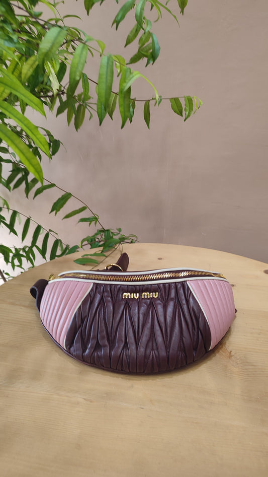 Miu Miu Matelasse Biker Waist Bag Tricolor