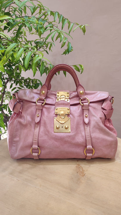 Miu Miu Pink Leather Bow Bag