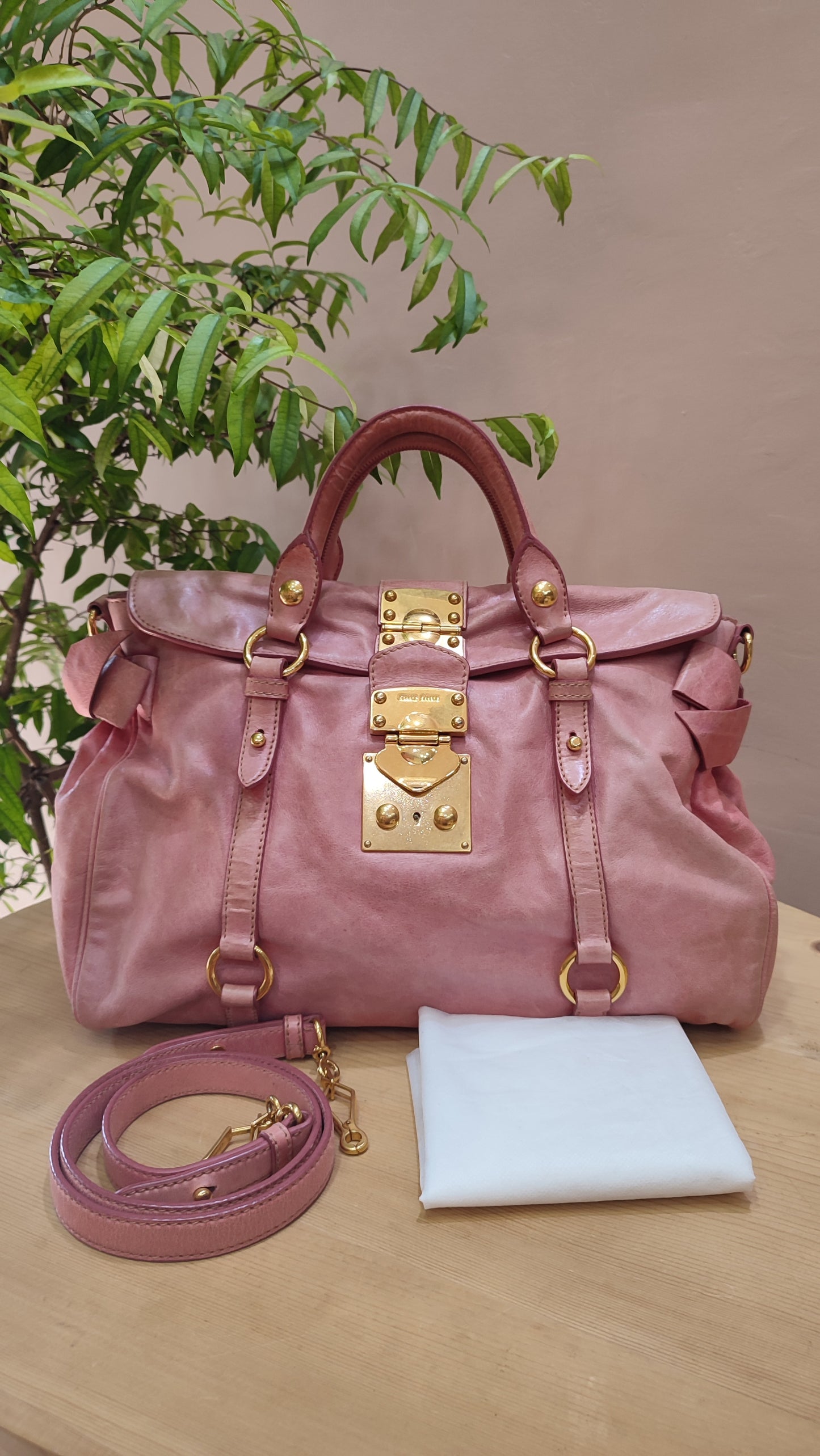 Miu Miu Pink Leather Bow Bag