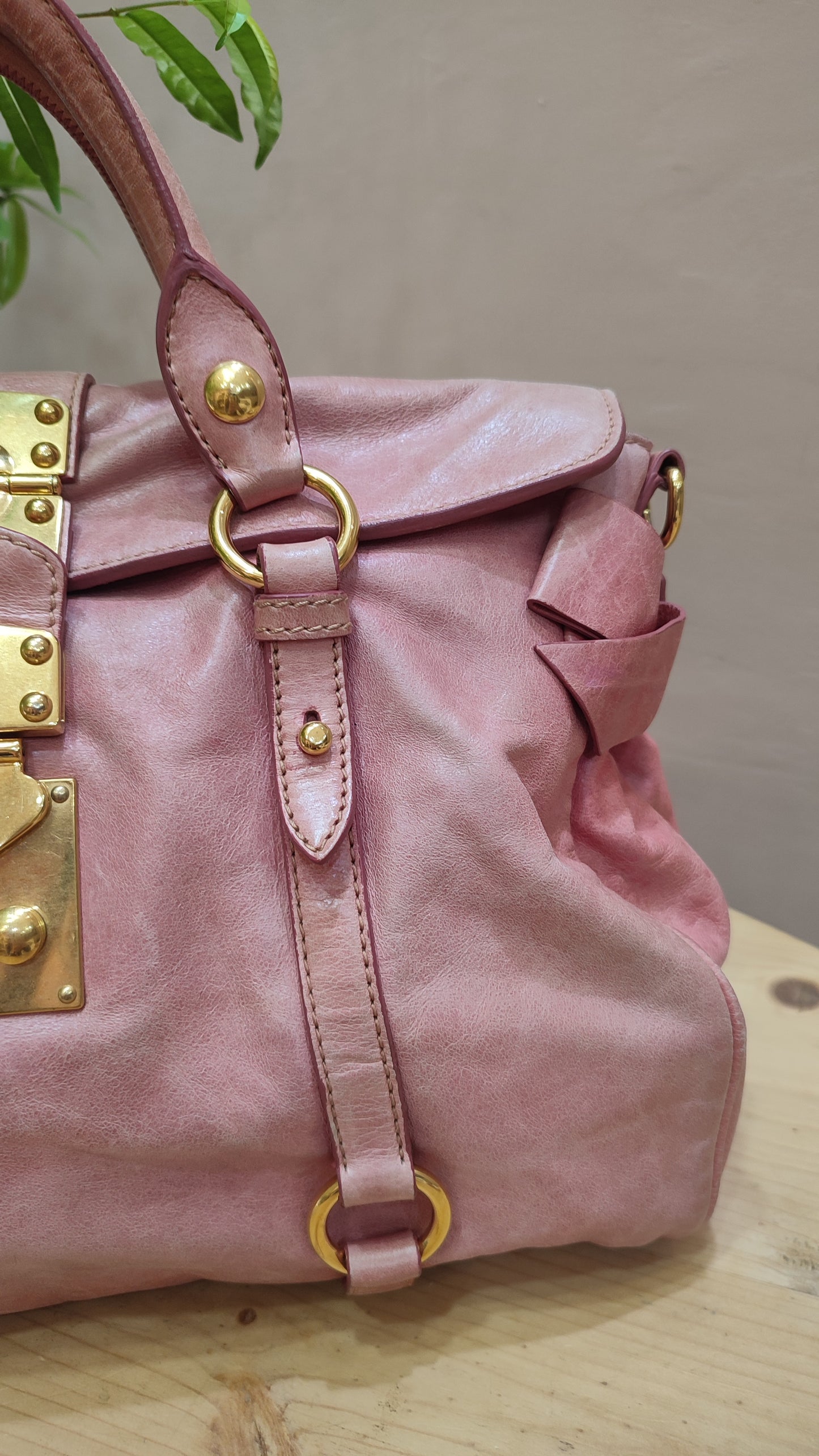 Miu Miu Pink Leather Bow Bag