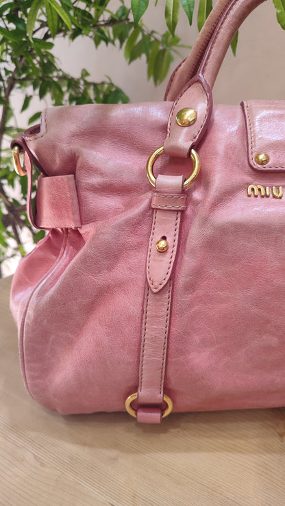 Miu Miu Pink Leather Bow Bag