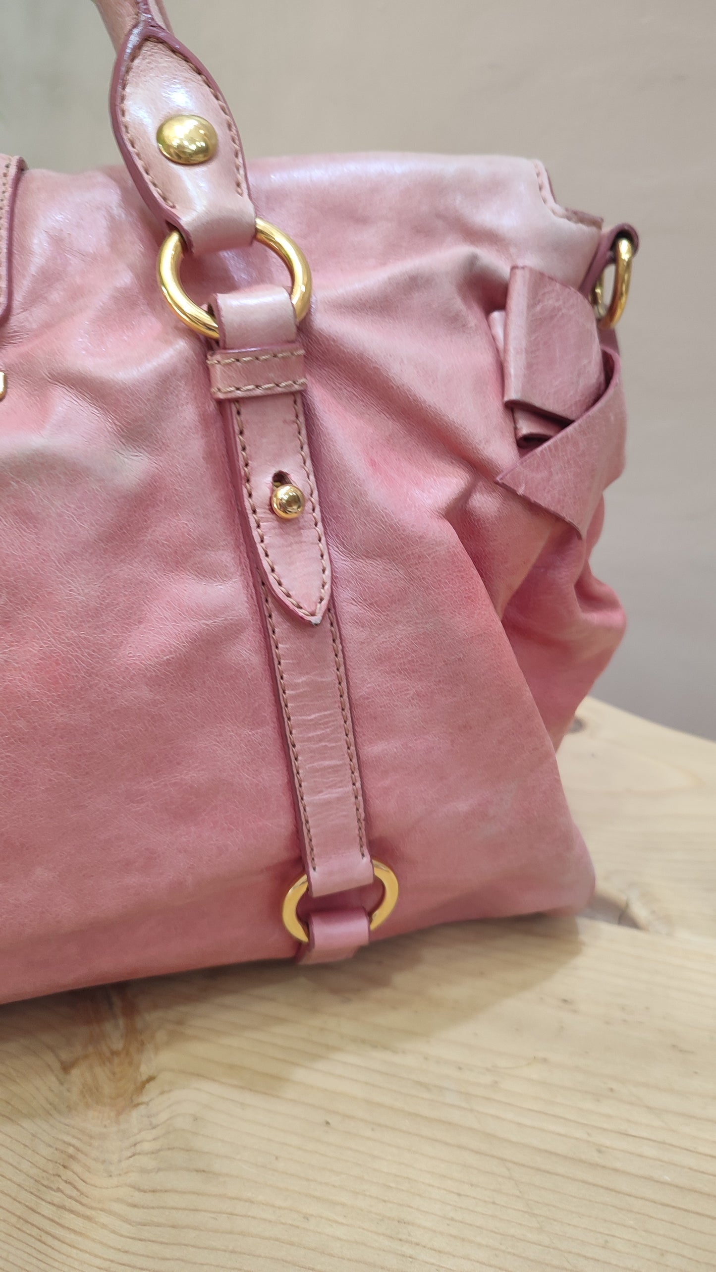 Miu Miu Pink Leather Bow Bag