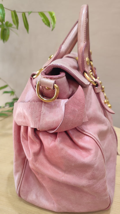 Miu Miu Pink Leather Bow Bag