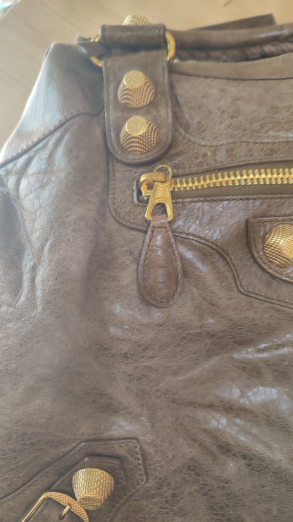 Balenciaga Motocross Brief Giant Chocolate Brown Bag