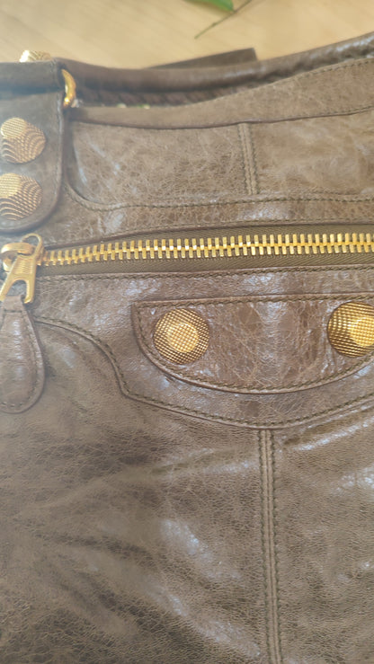 Balenciaga Motocross Brief Giant Chocolate Brown Bag