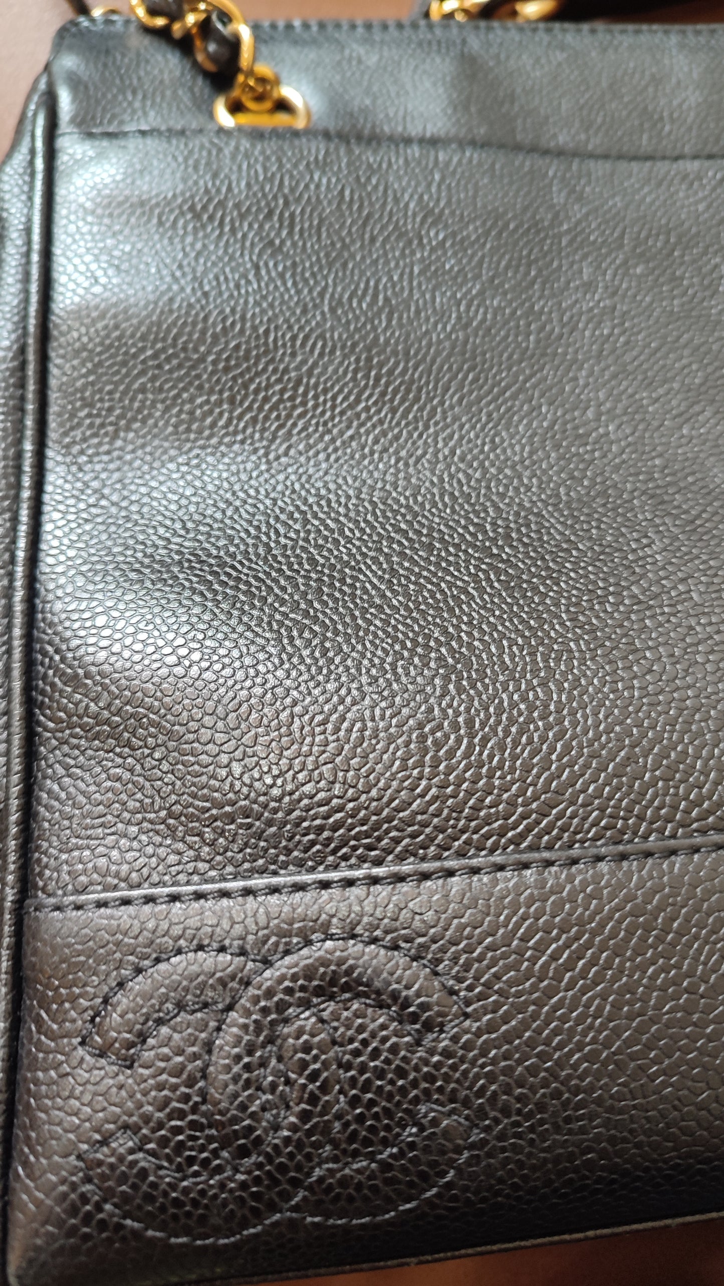 Chanel Triple Coco CC Chain Caviar Shoulder Bag Black Caviar Series 4