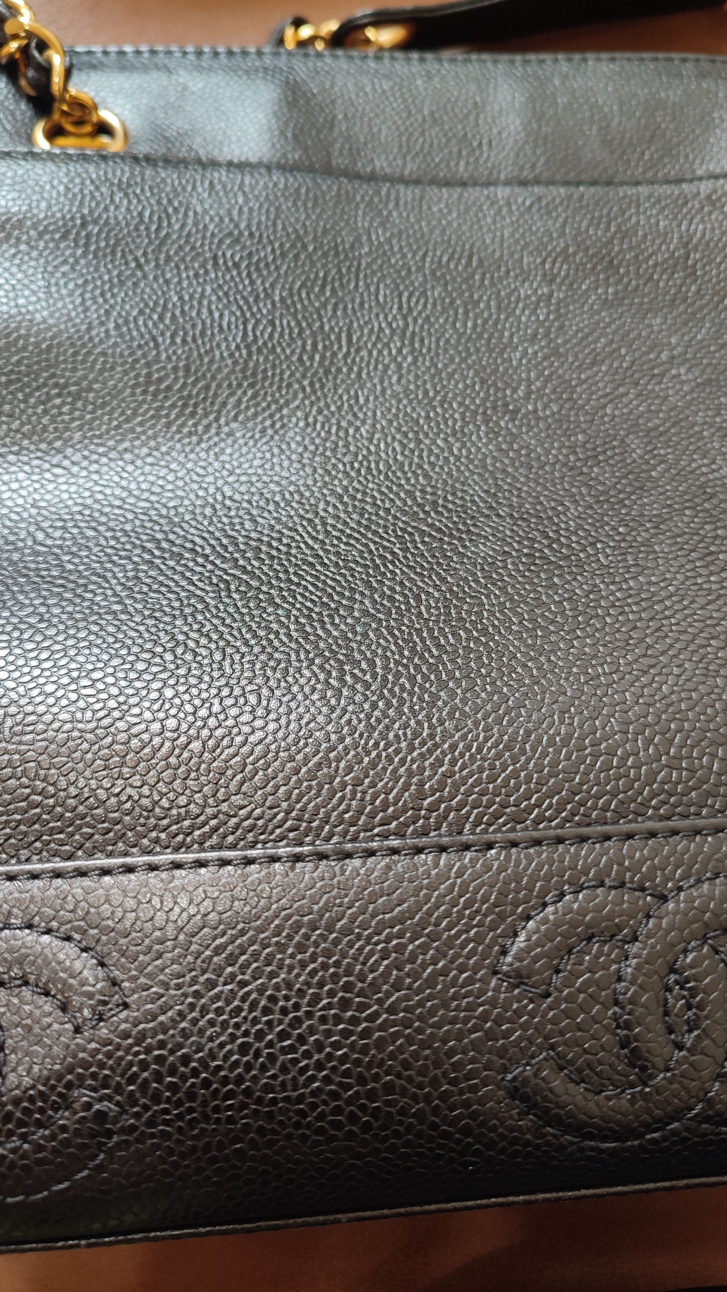 Chanel Triple Coco CC Chain Caviar Shoulder Bag Black Caviar Series 4