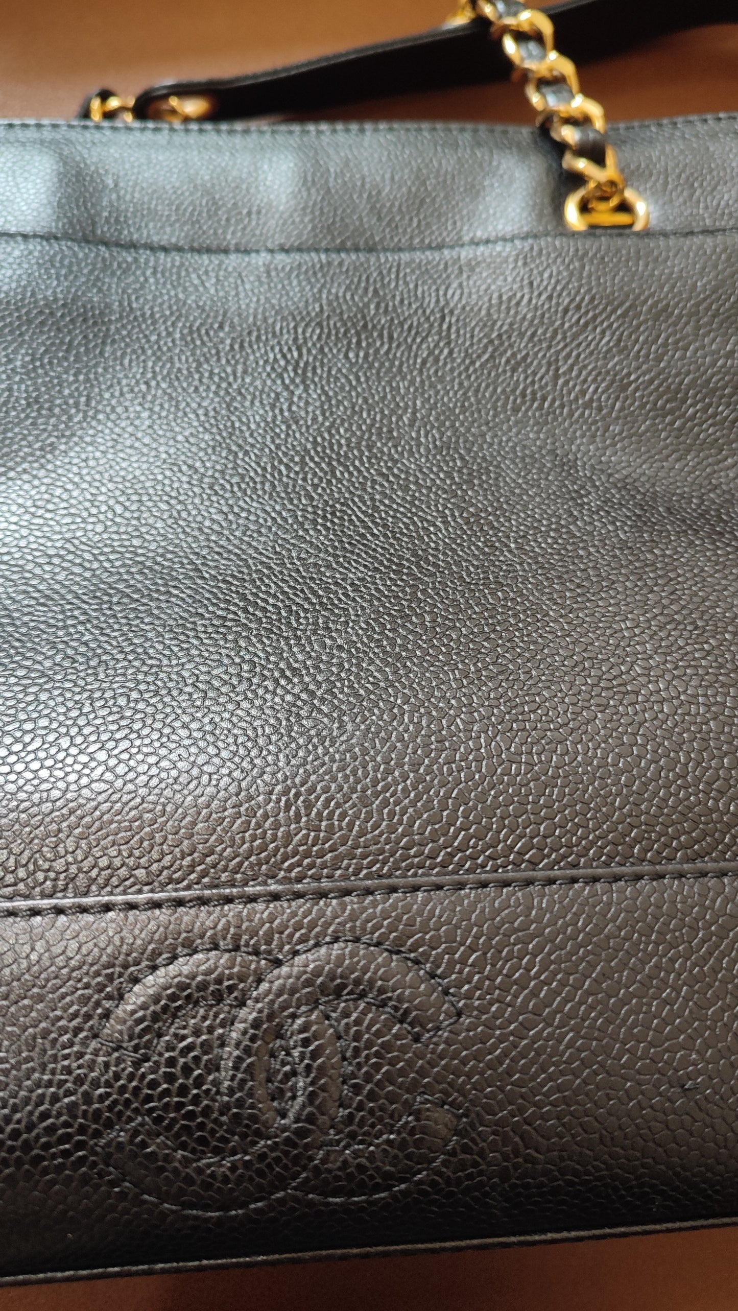 Chanel Triple Coco CC Chain Caviar Shoulder Bag Black Caviar Series 4